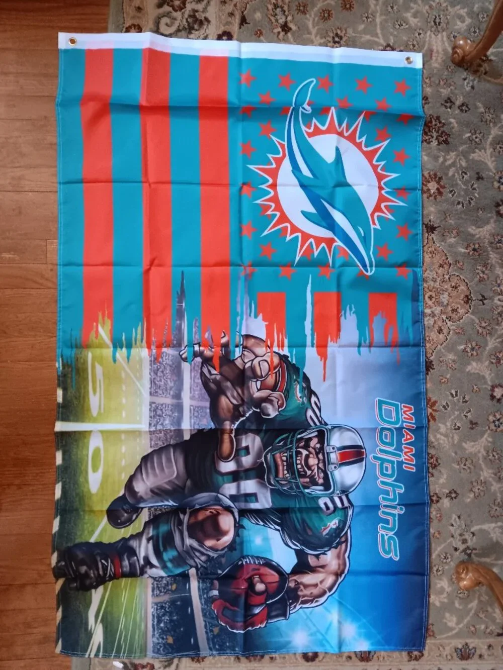 Miami Dolphins NFL 3X5 Feet American Flag Banner Pole or Wall Decor